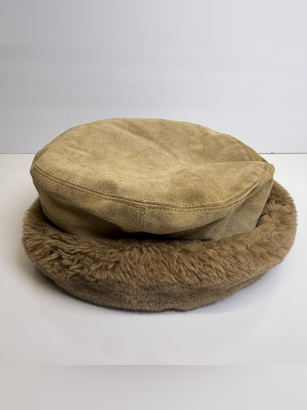Eric Javits New York Brown Tan Faux Fur Trim Water Repellent Packable Bucket Hat